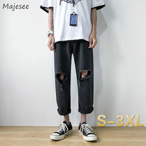 men jeans ankle-length hole loose ripped straight fashion all-match trousers stylish street-wear korean-style mens leisure chic, Blue
men jeans ankle-length hole loose ripped straight fashion all-match trousers stylish street-wear korean-style mens leisure chic, Blue