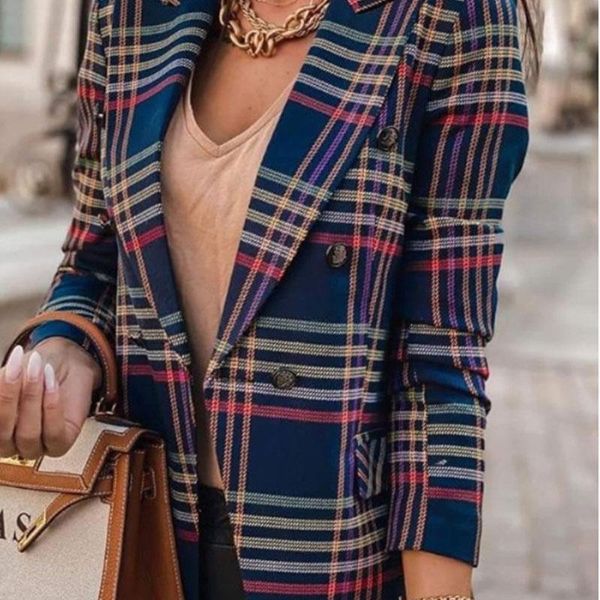 women's suits & blazers 2021 spring casual double breasted blazer coat jacket women work office lady plaid buttons overcoat female eleg, White;black
women's suits & blazers 2021 spring casual double breasted blazer coat jacket women work office lady plaid buttons overcoat female eleg, White;black