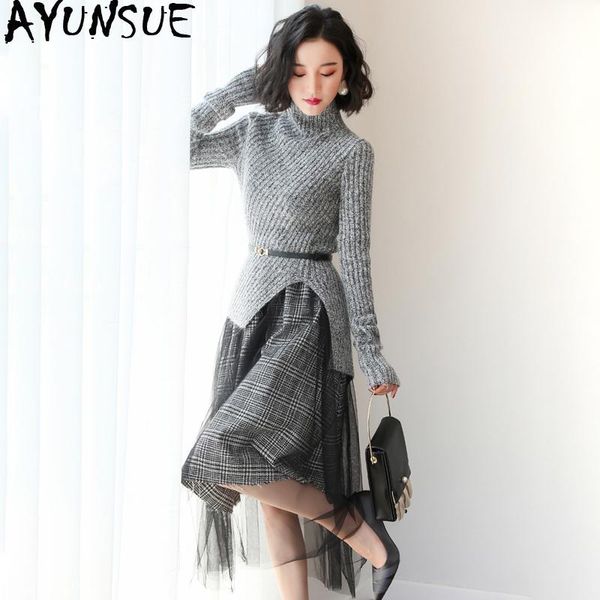 casual dresses spring two piece set for womens korean knit dress temperament mesh long sleeve women outfits sweater lw075, Black;gray
casual dresses spring two piece set for womens korean knit dress temperament mesh long sleeve women outfits sweater lw075, Black;gray