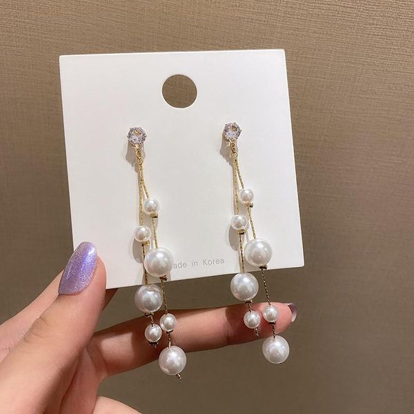dangle & chandelier inssniy fashion simulated-pearl long tassel earrings female white round pearls wedding bohemian drop earring party jewel, Silver 
dangle & chandelier inssniy fashion simulated-pearl long tassel earrings female white round pearls wedding bohemian drop earring party jewel, Silver