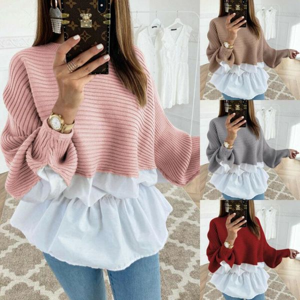 women's blouses long puff sleeve sweater knitted pullover blouse baggy patchwork jumper ruffles loose autumn spring 2021, White
women's blouses long puff sleeve sweater knitted pullover blouse baggy patchwork jumper ruffles loose autumn spring 2021, White