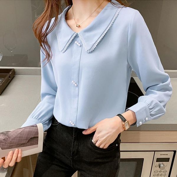 women's blouses & shirts women blouse chiffon turn-down collar fashion long sleeve womens and, White
women's blouses & shirts women blouse chiffon turn-down collar fashion long sleeve womens and, White