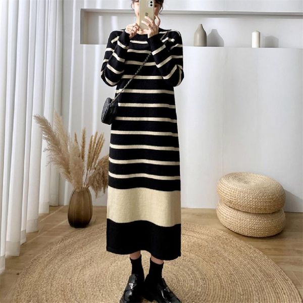 casual dresses autumn winter stripe sweater dress women loose knit a-line elegant female vestidos mujer, Black;gray
casual dresses autumn winter stripe sweater dress women loose knit a-line elegant female vestidos mujer, Black;gray