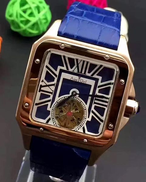 wristwatches men automatic mechanical watch gold rome black blue leather tourbillon sapphire glass back sport square, Slivery;brown
wristwatches men automatic mechanical watch gold rome black blue leather tourbillon sapphire glass back sport square, Slivery;brown