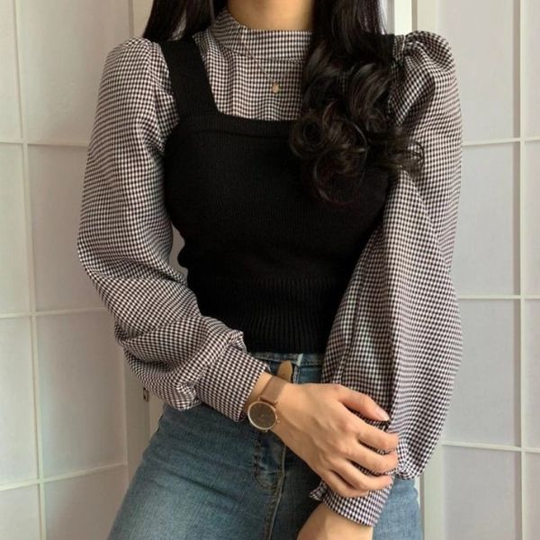 2021 office lady korean ins women fashion two piece set spring autumn new o-neck sleeve shirt blouse + knitted sweater vest 1ac3, Black;brown
2021 office lady korean ins women fashion two piece set spring autumn new o-neck sleeve shirt blouse + knitted sweater vest 1ac3, Black;brown