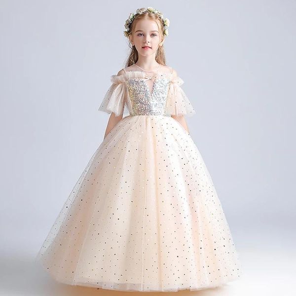 girl's dresses flower girl for weddings o neck short sleeves kids party communion sequined floor length princess dress, Red;yellow
girl's dresses flower girl for weddings o neck short sleeves kids party communion sequined floor length princess dress, Red;yellow