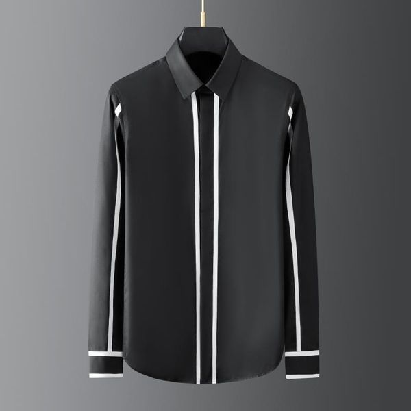 men's casual shirts men geometric webbing stitching business shirt long sleeve formal dress social party clothing, White;black
men's casual shirts men geometric webbing stitching business shirt long sleeve formal dress social party clothing, White;black