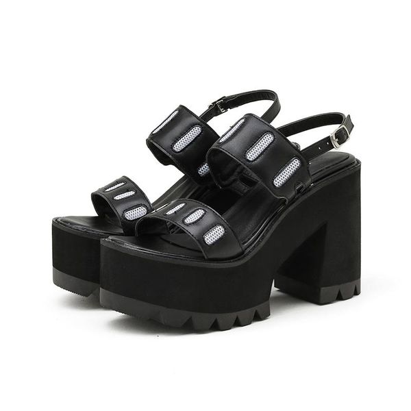 sandals high heels women punk platform gladiator ladies chunky 11cm high-heeled summer shoes on, Black
sandals high heels women punk platform gladiator ladies chunky 11cm high-heeled summer shoes on, Black