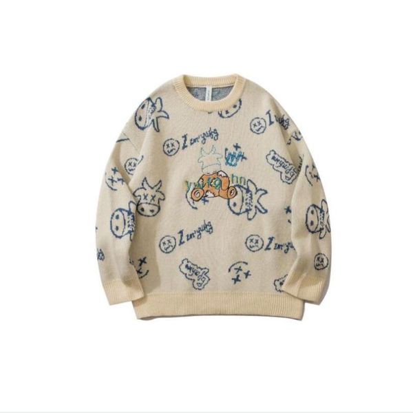 men's sweaters men sweater cartoon graffiti knitted pullover couple o-neck loose casual soft college style streetwear warm w2215, White;black
men's sweaters men sweater cartoon graffiti knitted pullover couple o-neck loose casual soft college style streetwear warm w2215, White;black