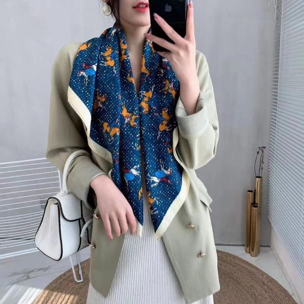 scarves luxury woman scarf 90cm * design shawl printed silk felt headscarf lady square wrap, Blue;gray
scarves luxury woman scarf 90cm * design shawl printed silk felt headscarf lady square wrap, Blue;gray