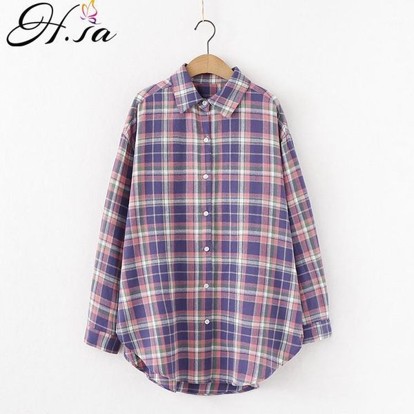 hsa blusas mujer de moda 2021 turn down collars coloful plaid long sleeve shirts loose style streetwear casual blouse and women's blou, White 
hsa blusas mujer de moda 2021 turn down collars coloful plaid long sleeve shirts loose style streetwear casual blouse and women's blou, White