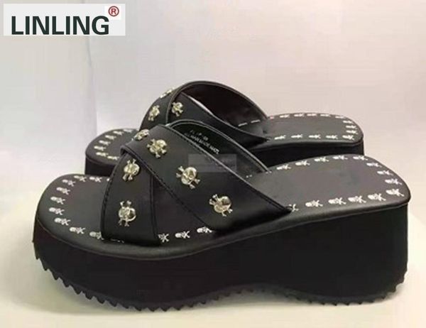 slippers women's shoes 2021 platform thick summer beach sandals skull punk zapatillas mujer ladies flip flops, Black
slippers women's shoes 2021 platform thick summer beach sandals skull punk zapatillas mujer ladies flip flops, Black