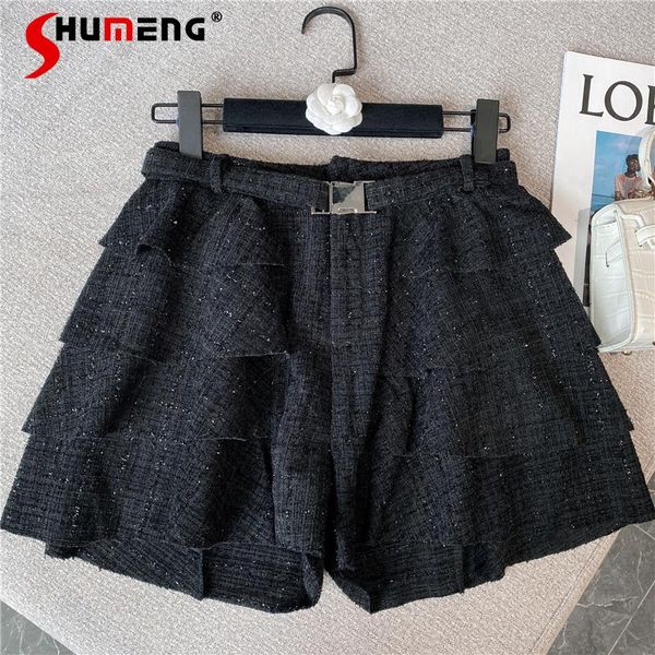 women's shorts 2021 autumn fashion solid color all-matching loose female retro metal buckle belt woolen wide-leg pants for women, White;black
women's shorts 2021 autumn fashion solid color all-matching loose female retro metal buckle belt woolen wide-leg pants for women, White;black