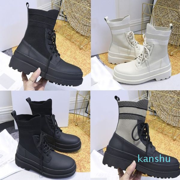 Designer shoes D letter explosion models boots socks laces high quality oblique embroidery printed canvas female modeling snow boot with box