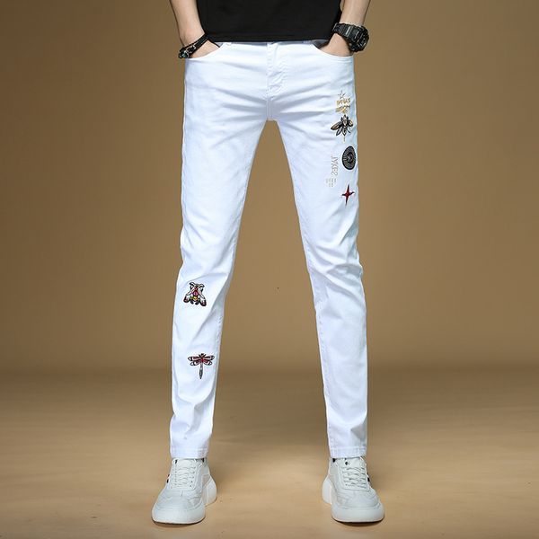 jeans 2021 spring and summer men's white embroidered stretch slim fit pants casual, Blue
jeans 2021 spring and summer men's white embroidered stretch slim fit pants casual, Blue