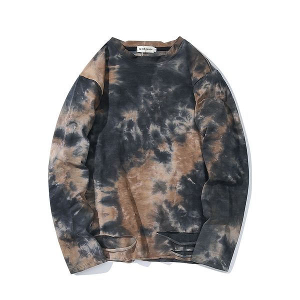 sweater women's loose bf languid fashion brand tie dye pierced thin lovers hip hop round neck long sleeve bottomed shirt, Black
sweater women's loose bf languid fashion brand tie dye pierced thin lovers hip hop round neck long sleeve bottomed shirt, Black