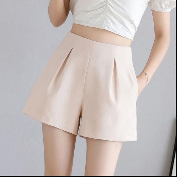 summer shorts for women chiffon solid high waist wide leg short pants black zip up pockets shorts female trousers dk6059, White;black
summer shorts for women chiffon solid high waist wide leg short pants black zip up pockets shorts female trousers dk6059, White;black