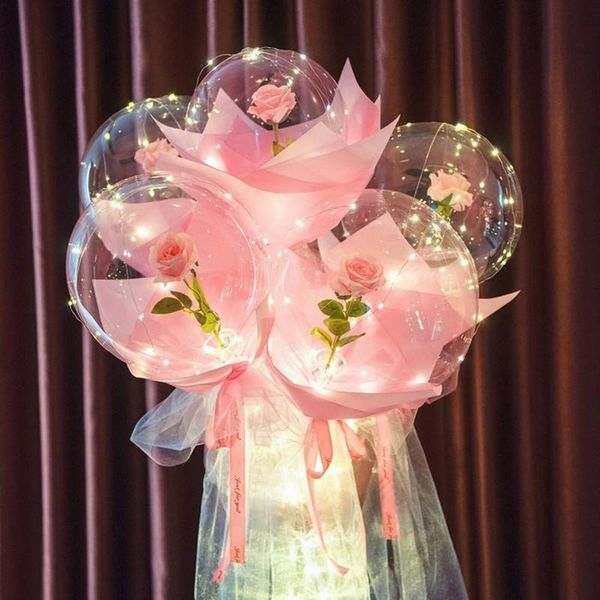led luminous balloon rose bouquet led light transparent bobo ball with rose flower birthday wedding decor valentine's day gifts
led luminous balloon rose bouquet led light transparent bobo ball with rose flower birthday wedding decor valentine's day gifts