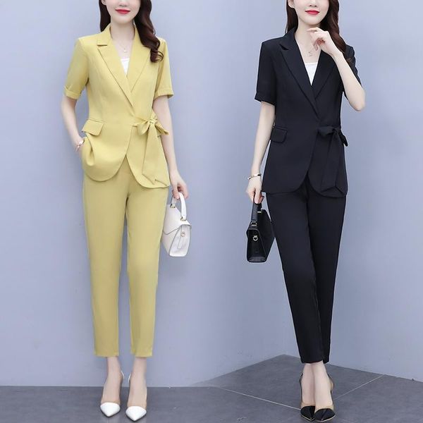 women's two piece pants summer suit large size fashion 9-point set ol elegant survetement femme 2 year-old female costume, White
women's two piece pants summer suit large size fashion 9-point set ol elegant survetement femme 2 year-old female costume, White