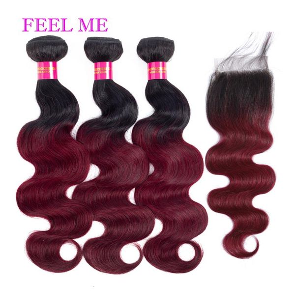 human hair bulks feelme ombre bundles with closure 1b/99j peruvian body wave 4x4 part lace remy, Black
human hair bulks feelme ombre bundles with closure 1b/99j peruvian body wave 4x4 part lace remy, Black