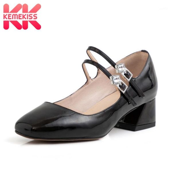 dress shoes kemekiss women fashion pumps fancy crystal square head thick heels genuine leather party footwear size 33-401, Black 
dress shoes kemekiss women fashion pumps fancy crystal square head thick heels genuine leather party footwear size 33-401, Black