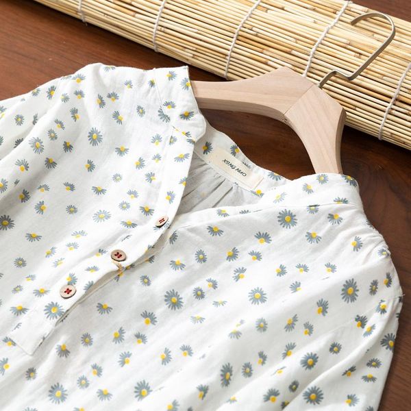 women's blouses & shirts summer batwing sleeve double cotton yarn shirt women printed casual wear, White
women's blouses & shirts summer batwing sleeve double cotton yarn shirt women printed casual wear, White