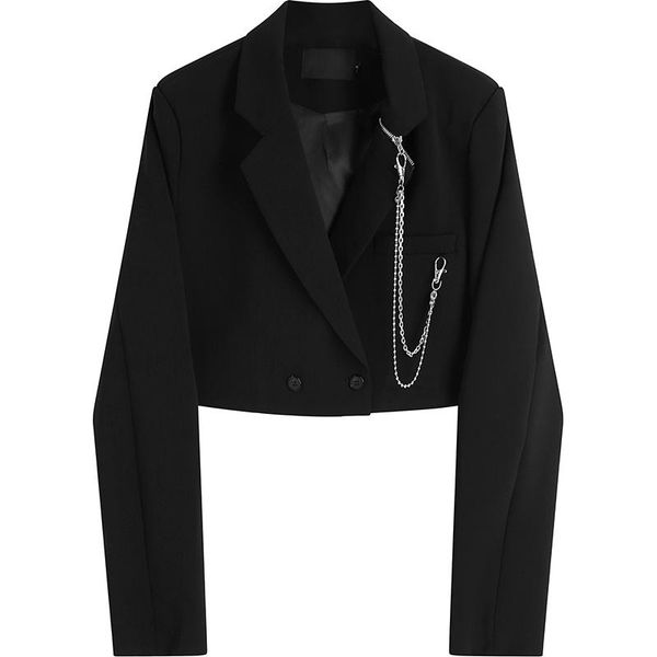women's suits & blazers autumn winter women fashion casual long sleeve blazer office lady double breasted chain female cropped jacket c, White;black
women's suits & blazers autumn winter women fashion casual long sleeve blazer office lady double breasted chain female cropped jacket c, White;black