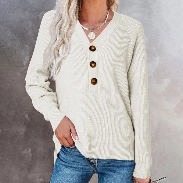 women's sweaters autumn and winter single-breasted loose solid color v-neck cardigan stitching long-sleeved knit sweater top, White;black
women's sweaters autumn and winter single-breasted loose solid color v-neck cardigan stitching long-sleeved knit sweater top, White;black