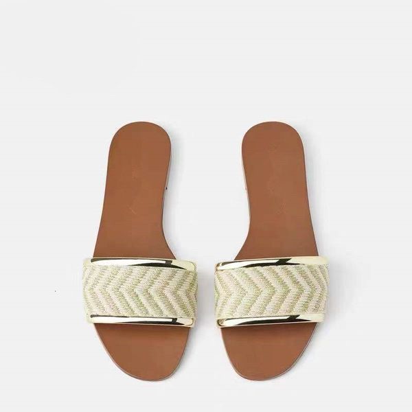 slippers summer new women's shoes natural color flat sandals casual all-match one-line woven with metal bars for female kerw, Black
slippers summer new women's shoes natural color flat sandals casual all-match one-line woven with metal bars for female kerw, Black
