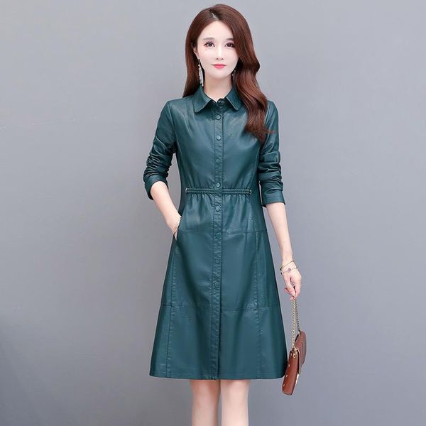 women's leather & faux pu jacket 2021 spring autumn mid-length slim long-sleeved clothes lapel single-breasted coat female outwear, Black
women's leather & faux pu jacket 2021 spring autumn mid-length slim long-sleeved clothes lapel single-breasted coat female outwear, Black