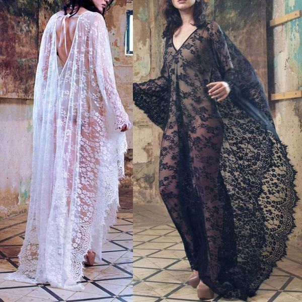women's swimwear 2021 womens wear kaftan ladies lace chiffon kimono beach bikini cover up wrap beachwear mesh long dresses, White;black
women's swimwear 2021 womens wear kaftan ladies lace chiffon kimono beach bikini cover up wrap beachwear mesh long dresses, White;black