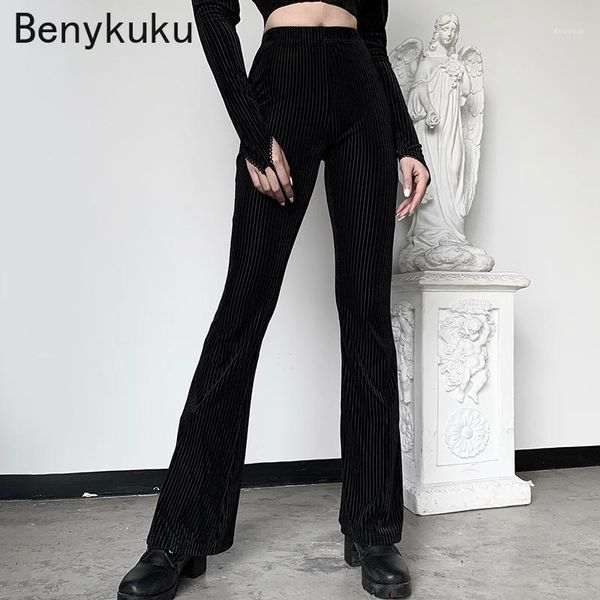 black velvet stripe flare pants streetwear high waist elastic legging female casual trousers autumn elegant women capris, Black;white
black velvet stripe flare pants streetwear high waist elastic legging female casual trousers autumn elegant women capris, Black;white