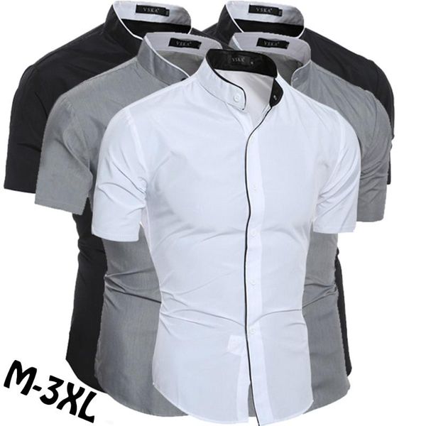 men's casual shirts short-sleeved business fashion stand-up collar slim-fit cotton shirt t-shirt, White;black
men's casual shirts short-sleeved business fashion stand-up collar slim-fit cotton shirt t-shirt, White;black