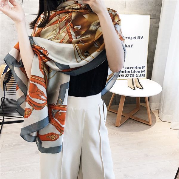 summer new seaside beach towel sunscreen shawl female korean fashion versatile chain drawn car silk scarf, Blue;gray
summer new seaside beach towel sunscreen shawl female korean fashion versatile chain drawn car silk scarf, Blue;gray