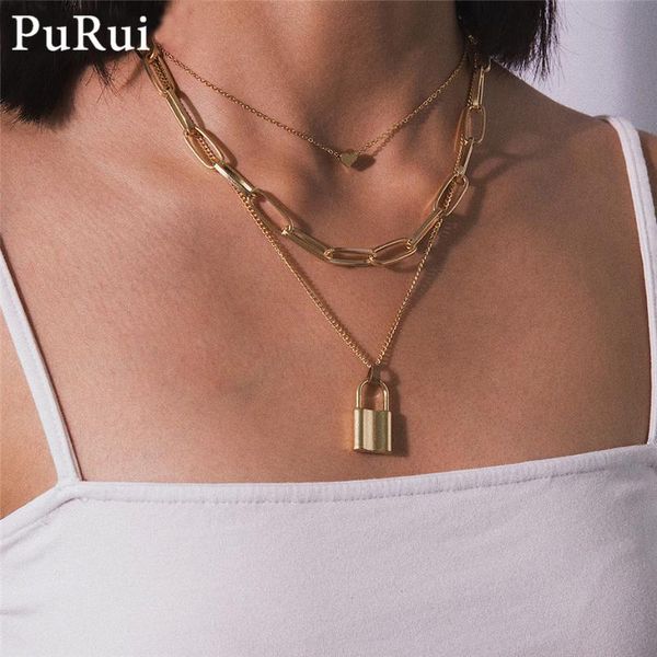 pendant necklaces purui multi layer lover lock choker necklace steampunk padlock heart chain collier couple jewelry gift, Silver
pendant necklaces purui multi layer lover lock choker necklace steampunk padlock heart chain collier couple jewelry gift, Silver