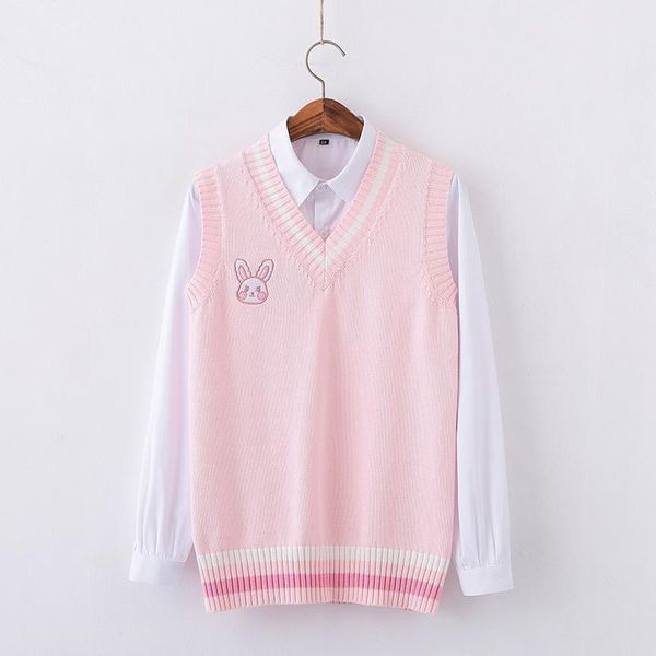 women's sweaters jchb pink small embroidery pattern sweater vest high school japanese-style knitting pullover, White;black
women's sweaters jchb pink small embroidery pattern sweater vest high school japanese-style knitting pullover, White;black