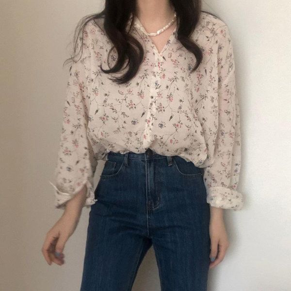 women's blouses & shirts 2021 sweet simple print flowers vintage loose stylish o-neck fashion casual long sleeves free, White
women's blouses & shirts 2021 sweet simple print flowers vintage loose stylish o-neck fashion casual long sleeves free, White