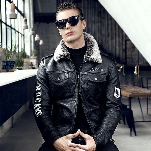 men's leather & faux quality luxury mens jacket plush thick real fur coat jackets handsome fashionable young man winter genuine, Black
men's leather & faux quality luxury mens jacket plush thick real fur coat jackets handsome fashionable young man winter genuine, Black