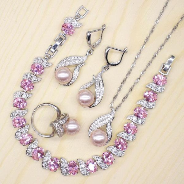 earrings & necklace gzjy women pink fresh pearl 925 silver wedding jewelry sets crystal bracelet drop ring for party
earrings & necklace gzjy women pink fresh pearl 925 silver wedding jewelry sets crystal bracelet drop ring for party
