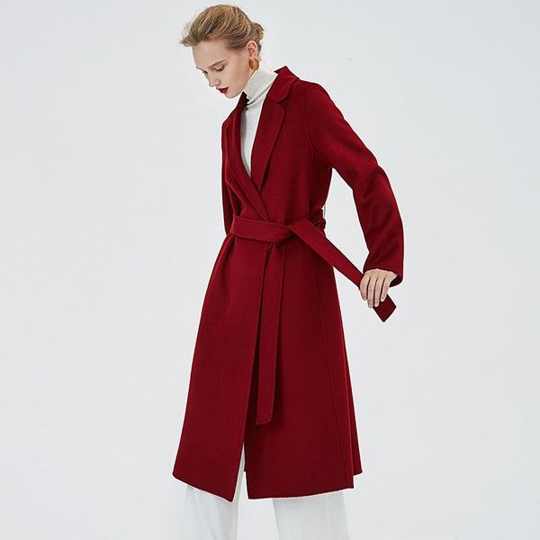 women's wool & blends 2021 fashion windbreaker c a-shaped lace-up waisted woolen coat women overcoat female cashmere oat tailored colla, Black
women's wool & blends 2021 fashion windbreaker c a-shaped lace-up waisted woolen coat women overcoat female cashmere oat tailored colla, Black