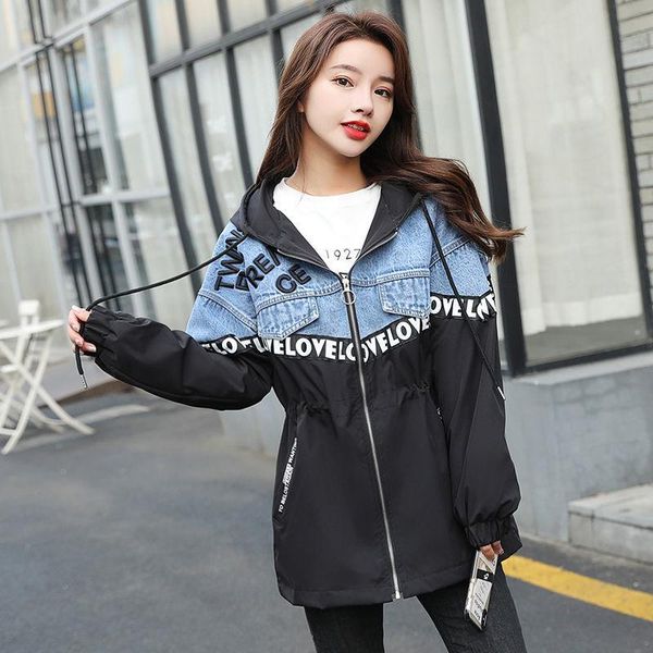 women's jackets 2021 spring autumn patchwork denim jacket women fashion embroidery letter harajuku streetwear coat femlae bomber, Black;brown
women's jackets 2021 spring autumn patchwork denim jacket women fashion embroidery letter harajuku streetwear coat femlae bomber, Black;brown