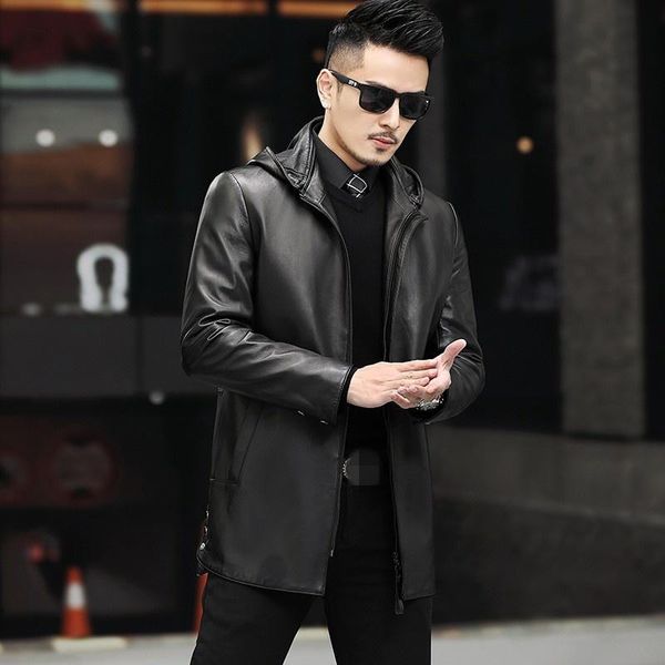 men's leather & faux brand autumn genuine long jacket mens zip hooded 100% real sheepskin coat winter warm down male casual outerwear, Black
men's leather & faux brand autumn genuine long jacket mens zip hooded 100% real sheepskin coat winter warm down male casual outerwear, Black