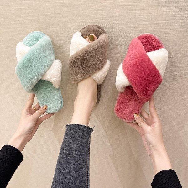women house slippers women shoes warm faux fur ladies mixed colors cross soft plush furry female open toe slides mujer footwear, Black
women house slippers women shoes warm faux fur ladies mixed colors cross soft plush furry female open toe slides mujer footwear, Black