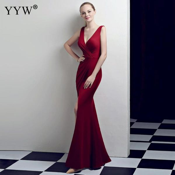 party dresses deep v neck long evening dress women high slit backless club vestidos solid summer bodycon mermaid prom, White;black
party dresses deep v neck long evening dress women high slit backless club vestidos solid summer bodycon mermaid prom, White;black