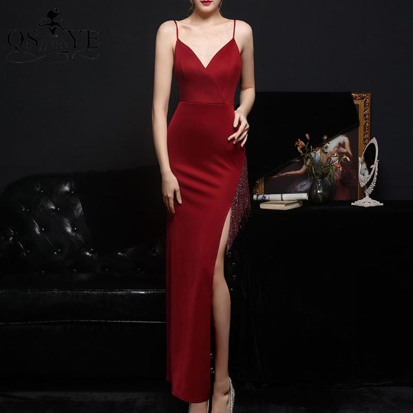 party dresses red evening split prom gown stretchable beading tassels dress spaghetti straps v neck woman ankle length, White;black
party dresses red evening split prom gown stretchable beading tassels dress spaghetti straps v neck woman ankle length, White;black