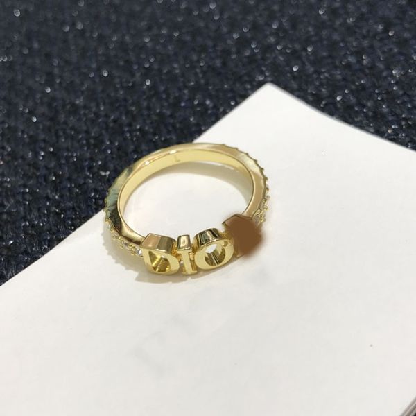 Ring d Family Letter Opening Women's Adjustable Diamond Inlaid Net Red, Silver