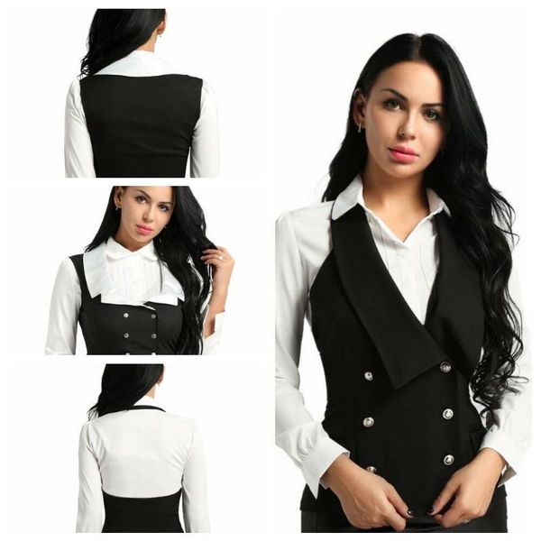 women's vests women lady suit waistcoat formal business work uniform slim backless, Black;white
women's vests women lady suit waistcoat formal business work uniform slim backless, Black;white