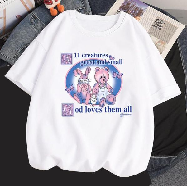 women's t-shirt bear cartoon pure cotton streetwear classic girls casual plus size 100kg wear loose summer woman t-shirts, White
women's t-shirt bear cartoon pure cotton streetwear classic girls casual plus size 100kg wear loose summer woman t-shirts, White