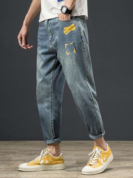 jeans men's spring new loose fit large men's straight tube harlan capris men's trendy leggings, Blue
jeans men's spring new loose fit large men's straight tube harlan capris men's trendy leggings, Blue