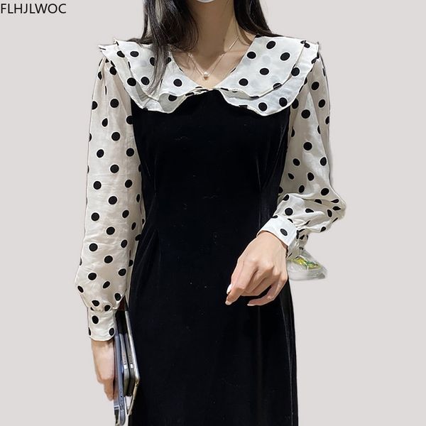 casual dresses design feminine vestidos chic korean fashion women long sleeve peter pan collar patchwork polka dot shirt n2175 re7, Black;gray
casual dresses design feminine vestidos chic korean fashion women long sleeve peter pan collar patchwork polka dot shirt n2175 re7, Black;gray